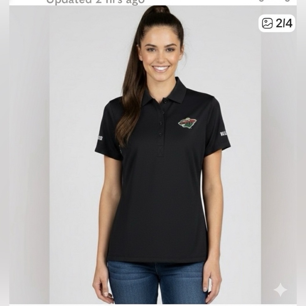 Under Armour Minnesota Wild black polo shirt, short sleeves, logo, S